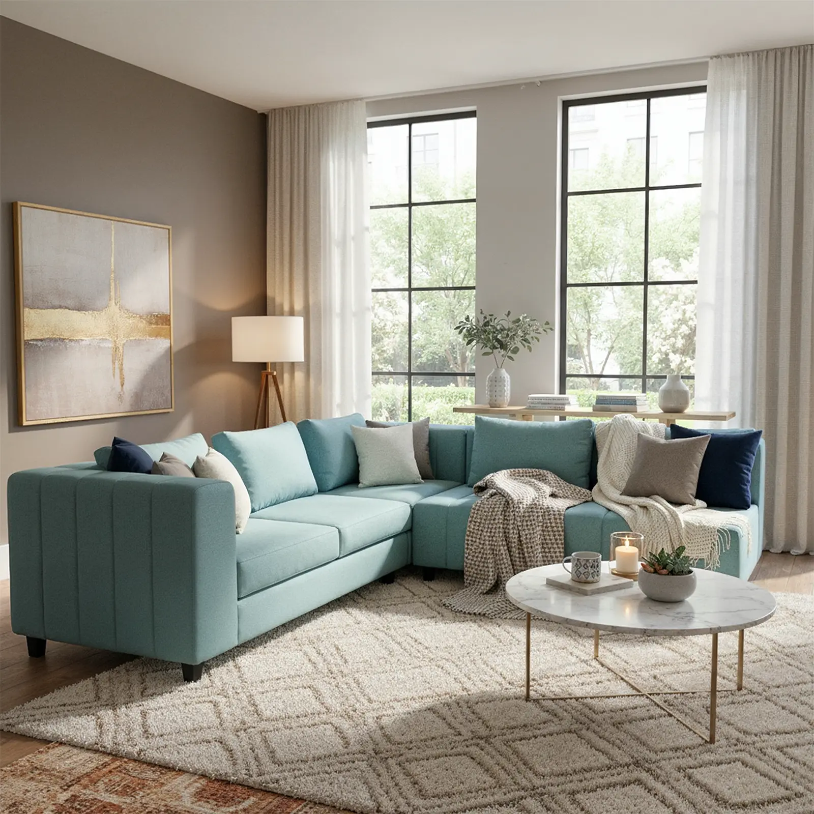 pillow blue grey sectional sofa