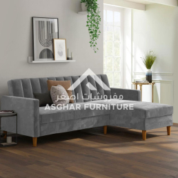 Evan L Shaped Sectional Sofa Darkgrey