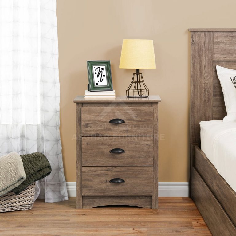 Grand Uplifted Bedside Table Brown And Oak