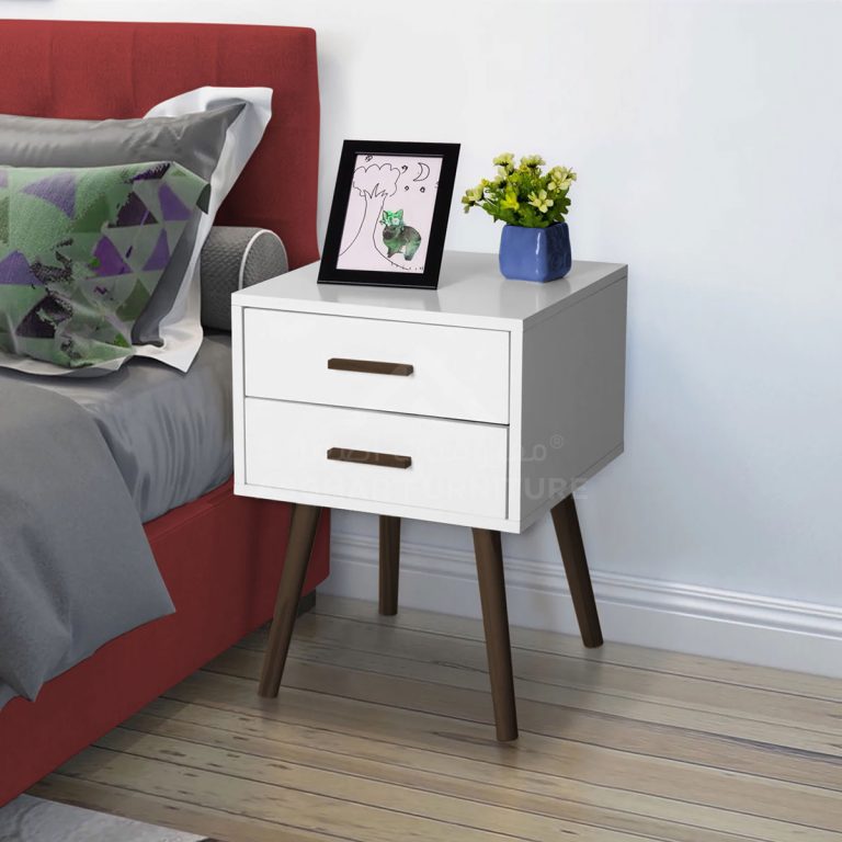 Iris Modern Bedside Table White