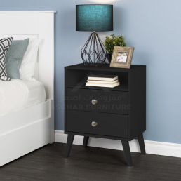 Milo 2 Drawer Nightstand Black