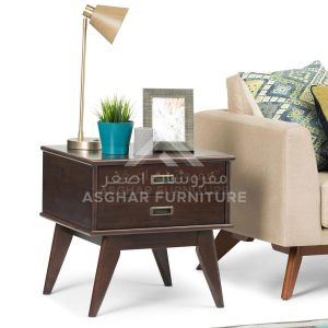 Napa Two Drawer Rectangle Side Table Dark Brown