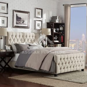 Amul Tufted Bed Bed Room Asghar Furniture: Shop Online Home Furniture Across UAE - Dubai, Abu Dhabi, Al Ain, Fujairah, Ras Al Khaimah, Ajman, Sharjah.