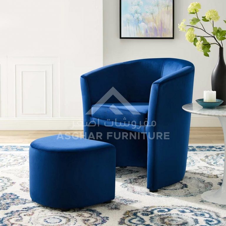 Huggy Velvet Armchair And Ottoman 1