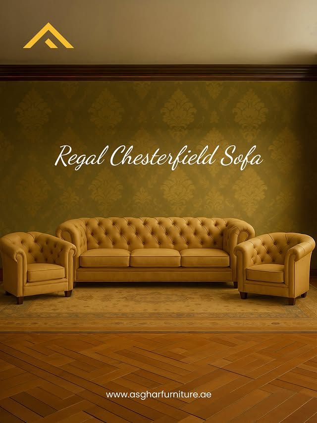 Timeless Thursday. 

Regal comfort.
The Regal Chesterfield Sofa brings classic sophistication to modern living — with deep tufting, rich upholstery, and a royal feel in every detail 👑🛋️

 سحر كلاسيكي وراحة ملكية.
 كنبة ريجال تشيسترفيلد تجمع بين الأناقة الكلاسيكية واللمسة العصرية — بتفاصيل التنجيد العميق، والقماش الفاخر، والإحساس الملكي في كل لمسة 👑🛋️

 #RegalChesterfield #AsgharFurniture #ClassicElegance #LuxuryLiving #UAEHomes #TimelessDesign #ChesterfieldSofa #RoyalStyle